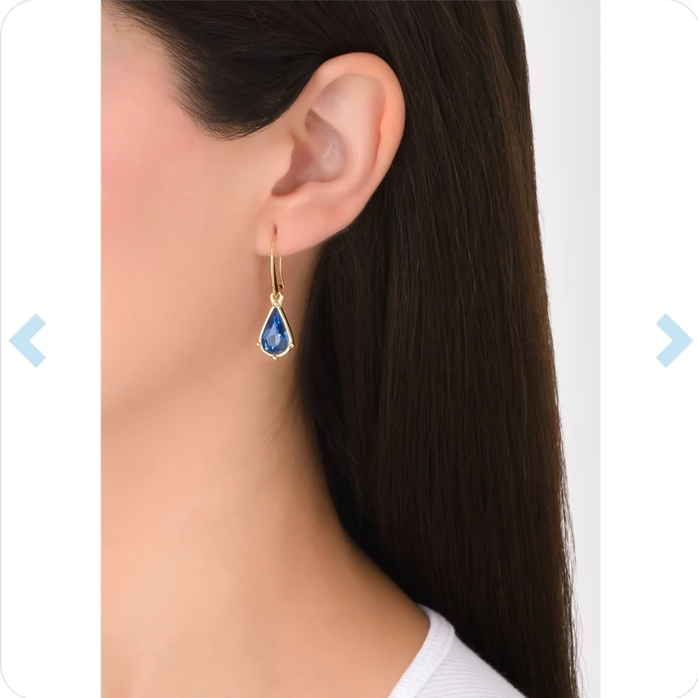 Gold Plated Elegant Blue and‎ Gold Teardrop Earrings